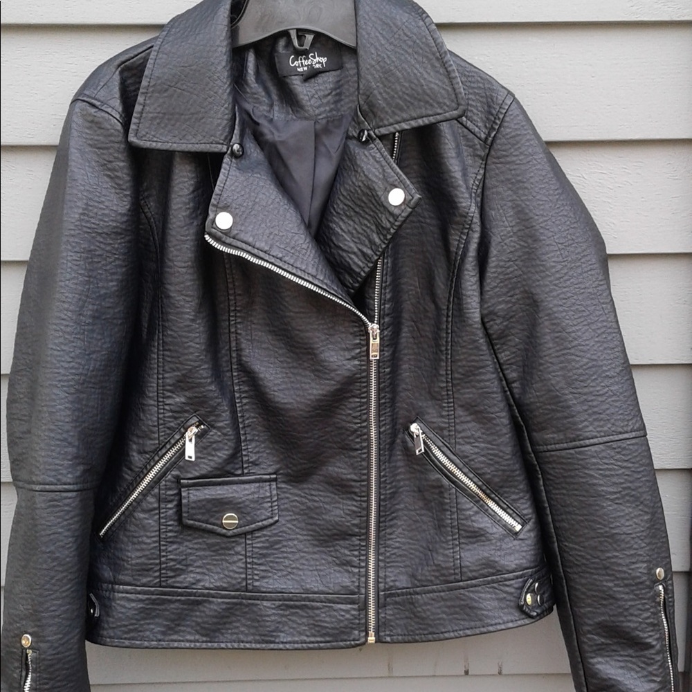 Women's faux leather biker jacket